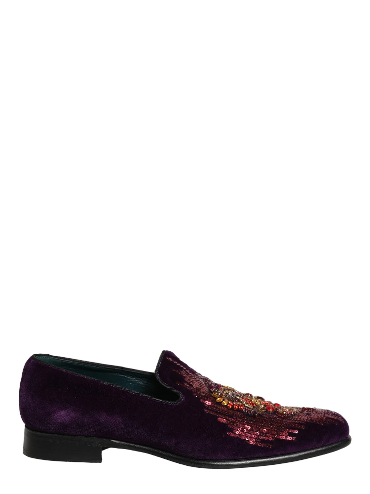 Violet Velvet Rhinestone Sequin Loafers Shoes alternative