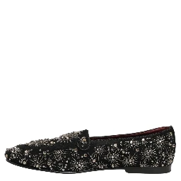 Black Crystal Embellished Dress Loafers Shoes