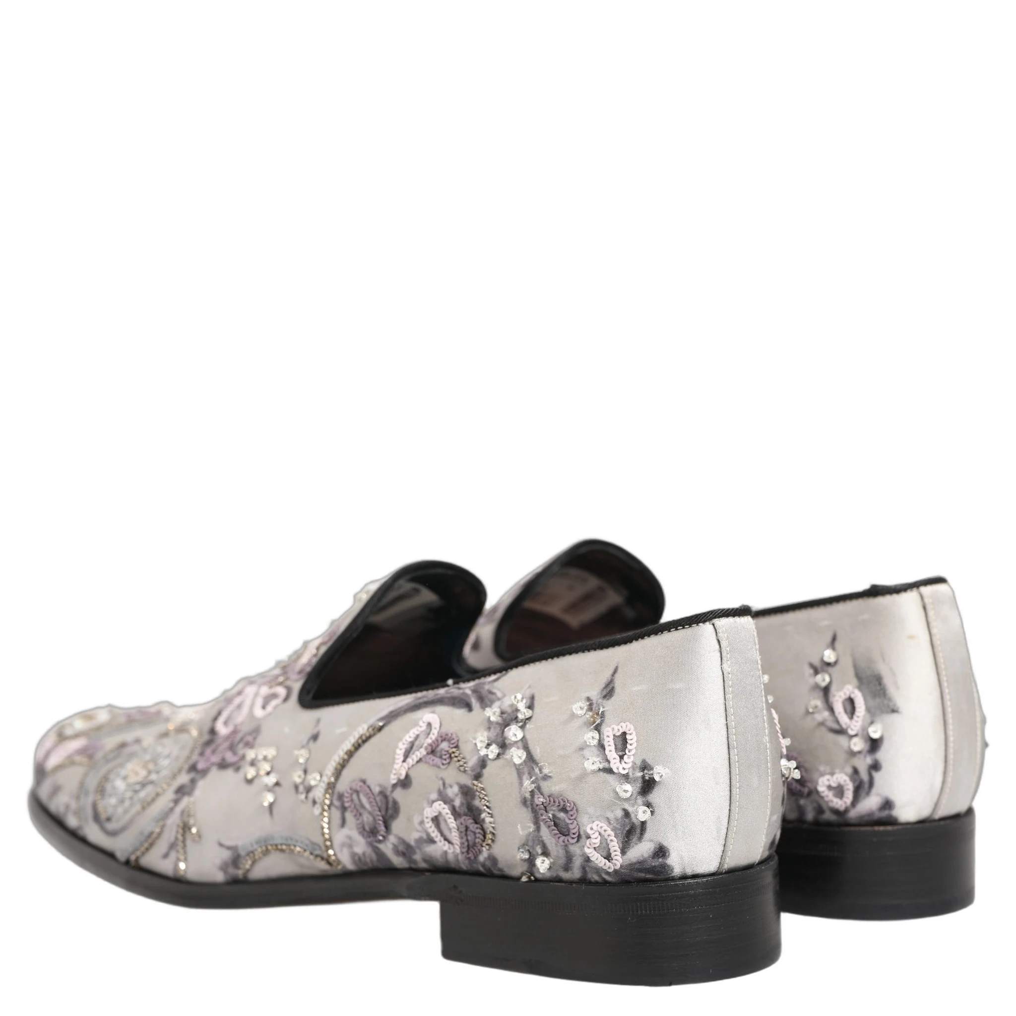 White Sequined Formal Slip On Loafers Shoes