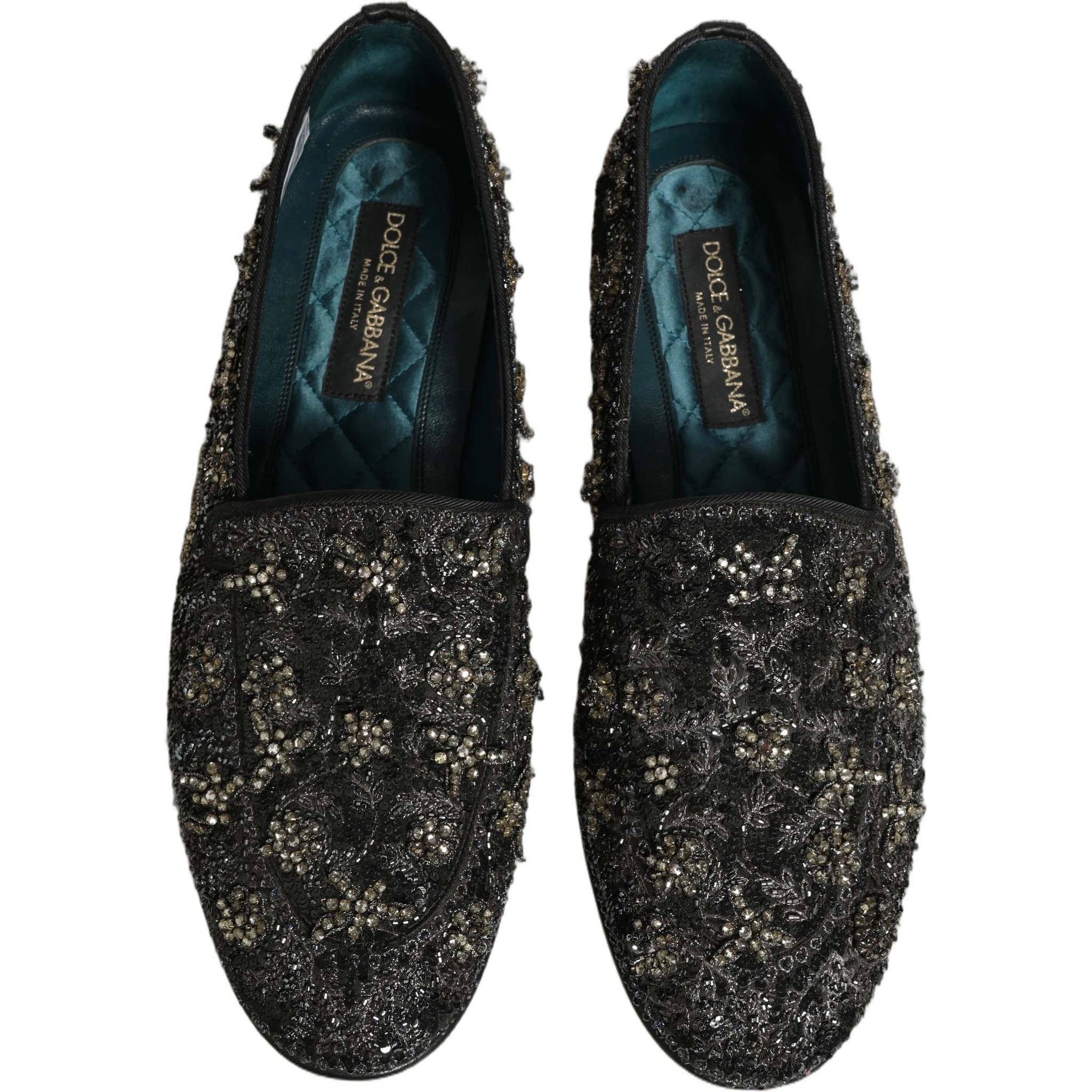 Black Rhinestone Embellished Loafers Shoes