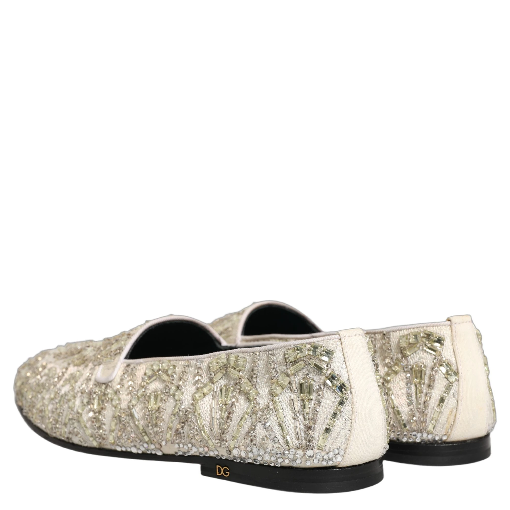 White Velvet Embroidered Dress Loafers Shoes