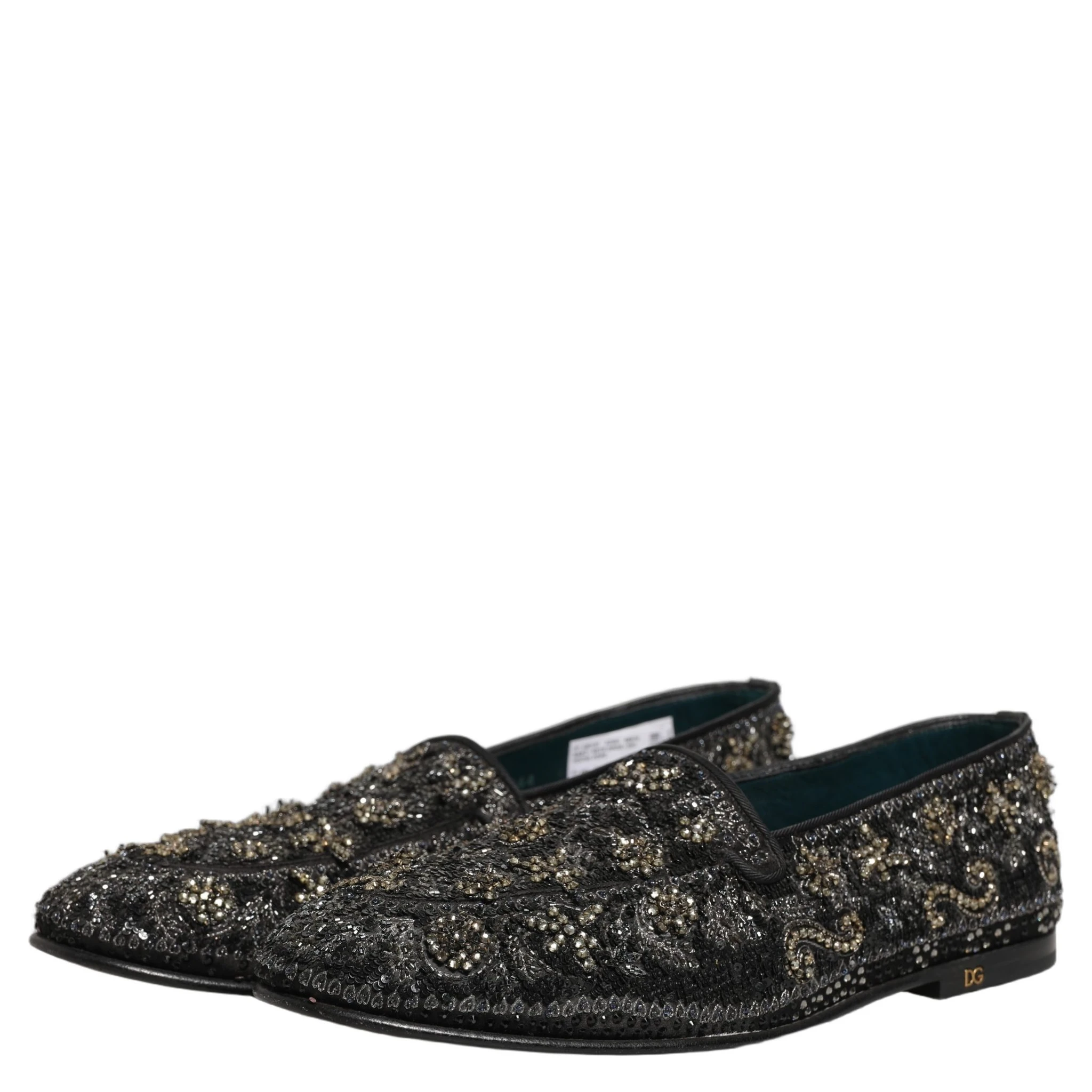 Black Rhinestone Embellished Loafers Shoes