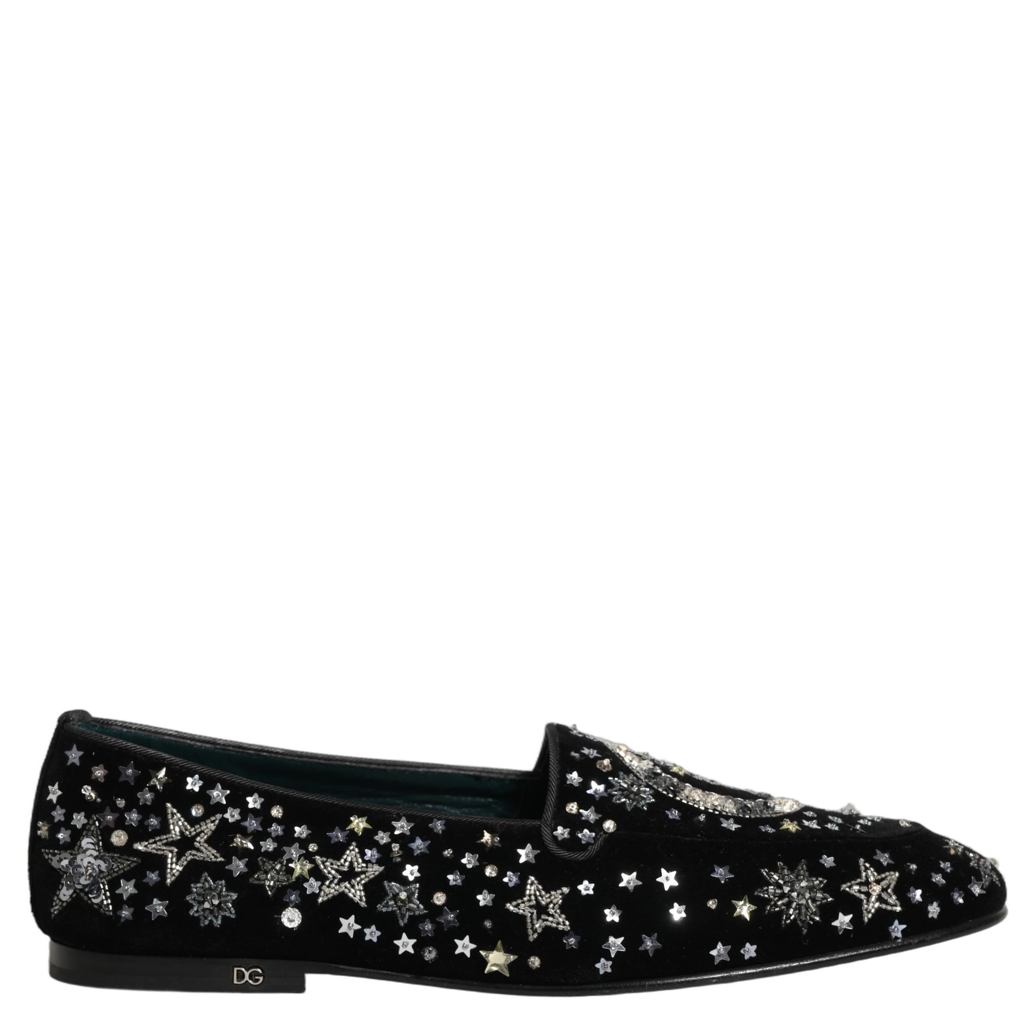 Black Crystal Embellished Dress Loafers Shoes