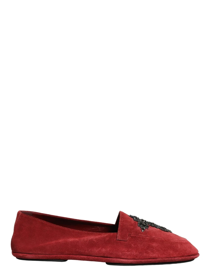 Red Suede Cross Slip On Dress Loafers Shoes