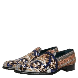 Multicolor Embroidered Sequin Loafers Shoes