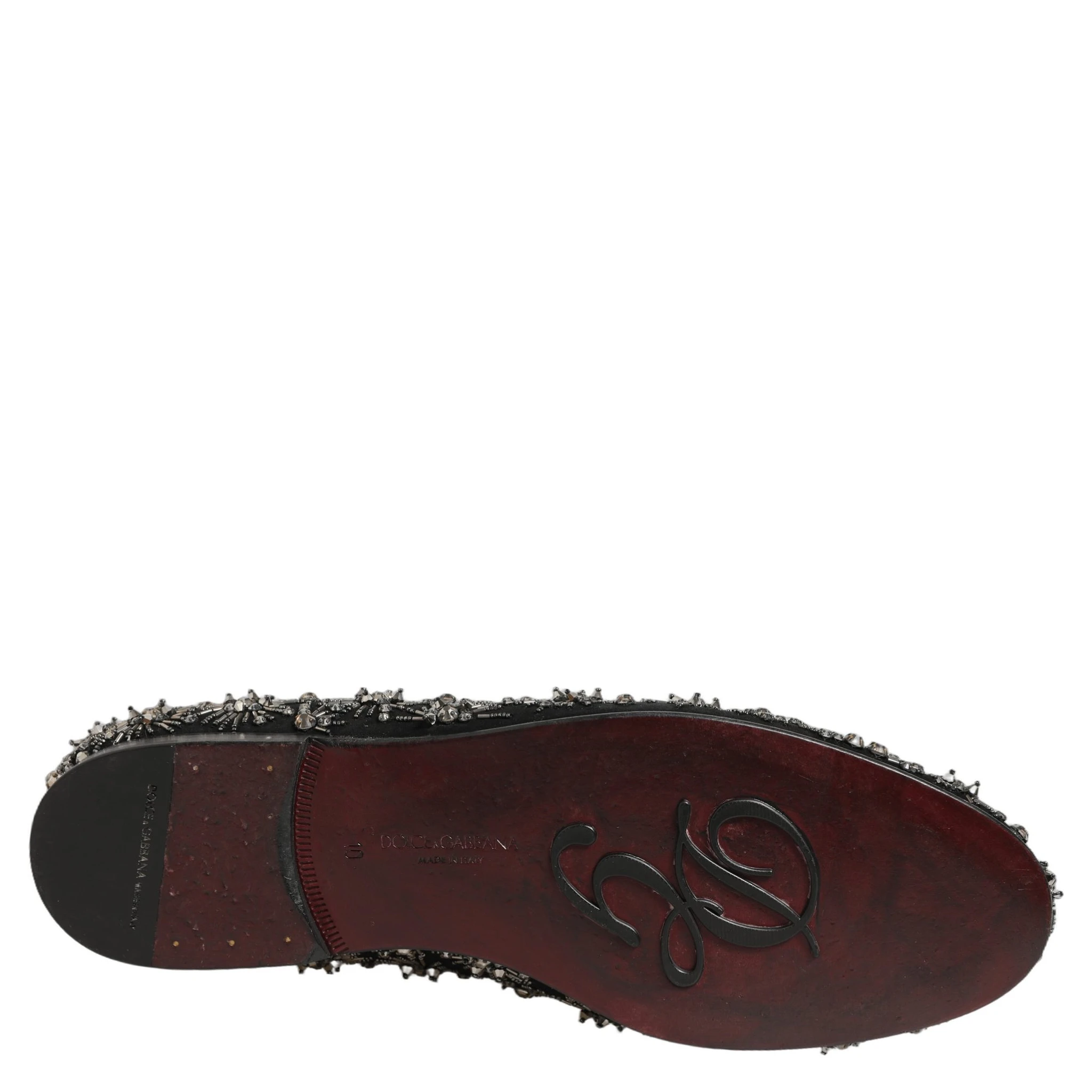 Black Crystal Embellished Dress Loafers Shoes