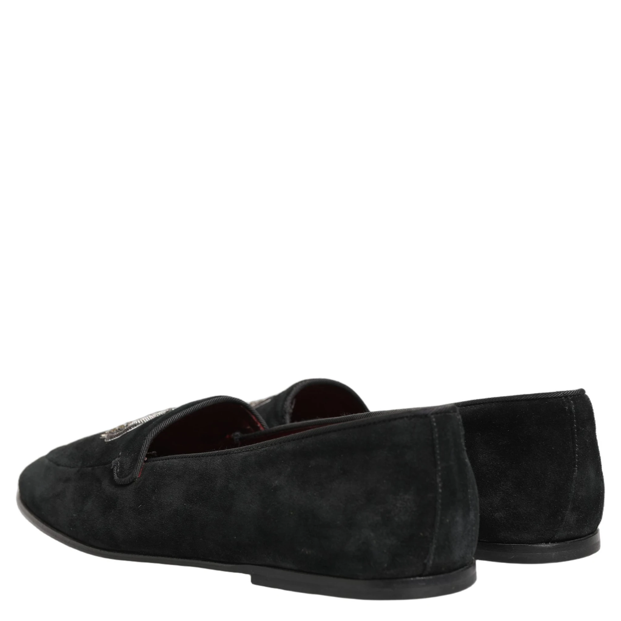 Black Crown Embellished Dress Loafers Shoes