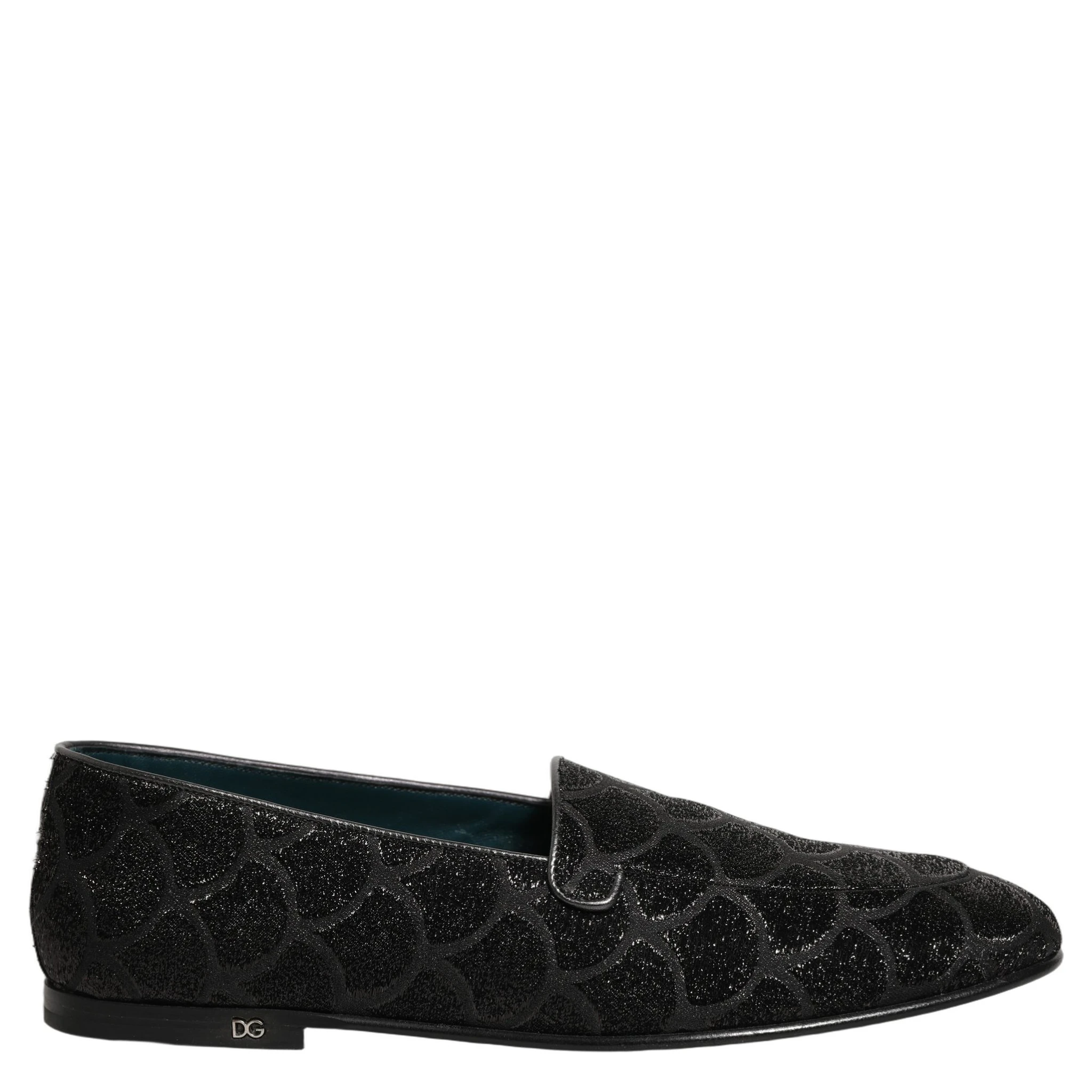 Black Glitter Brocade Men Dress Loafers Shoes