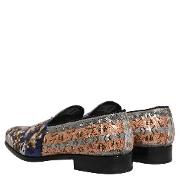 Multicolor Embroidered Sequin Loafers Shoes
