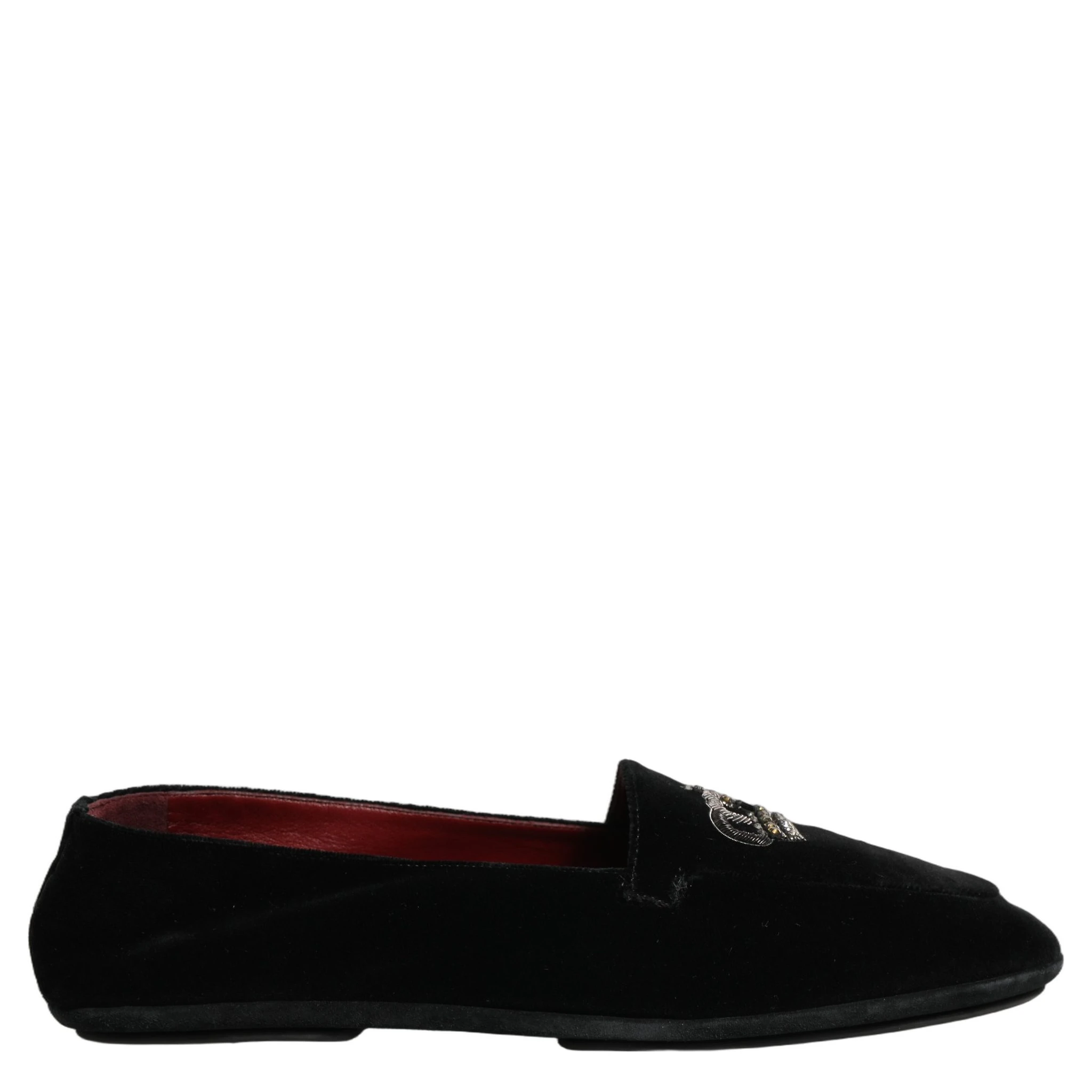 Black Crown Embellished Dress Loafers Shoes
