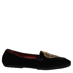 Black Velvet Sacred Heart Dress Loafers Shoes