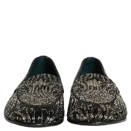 Black Silver Embellished Dress Loafers Shoes