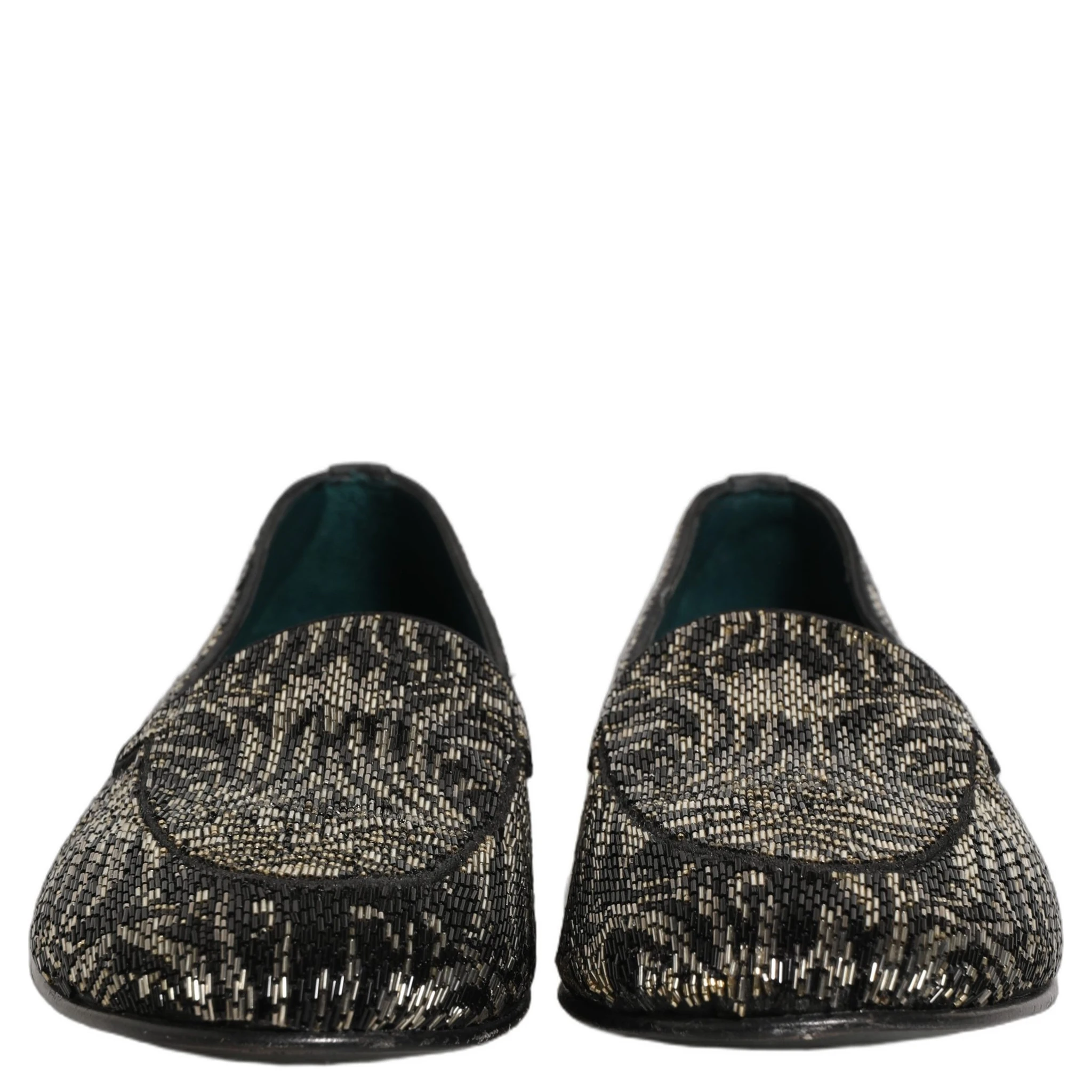 Black Silver Embellished Dress Loafers Shoes