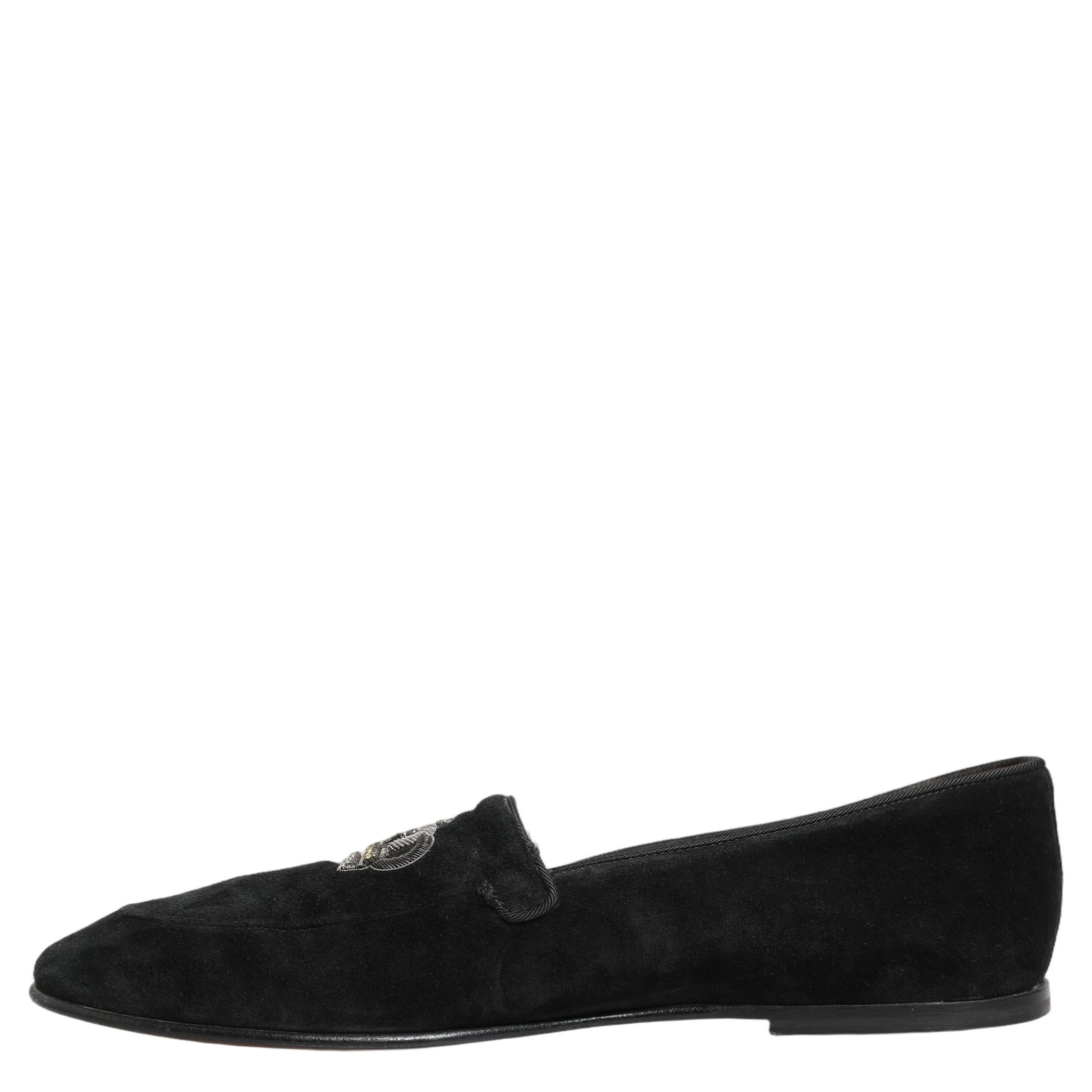 Black Crown Embellished Dress Loafers Shoes