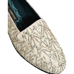 White Velvet Embroidered Dress Loafers Shoes