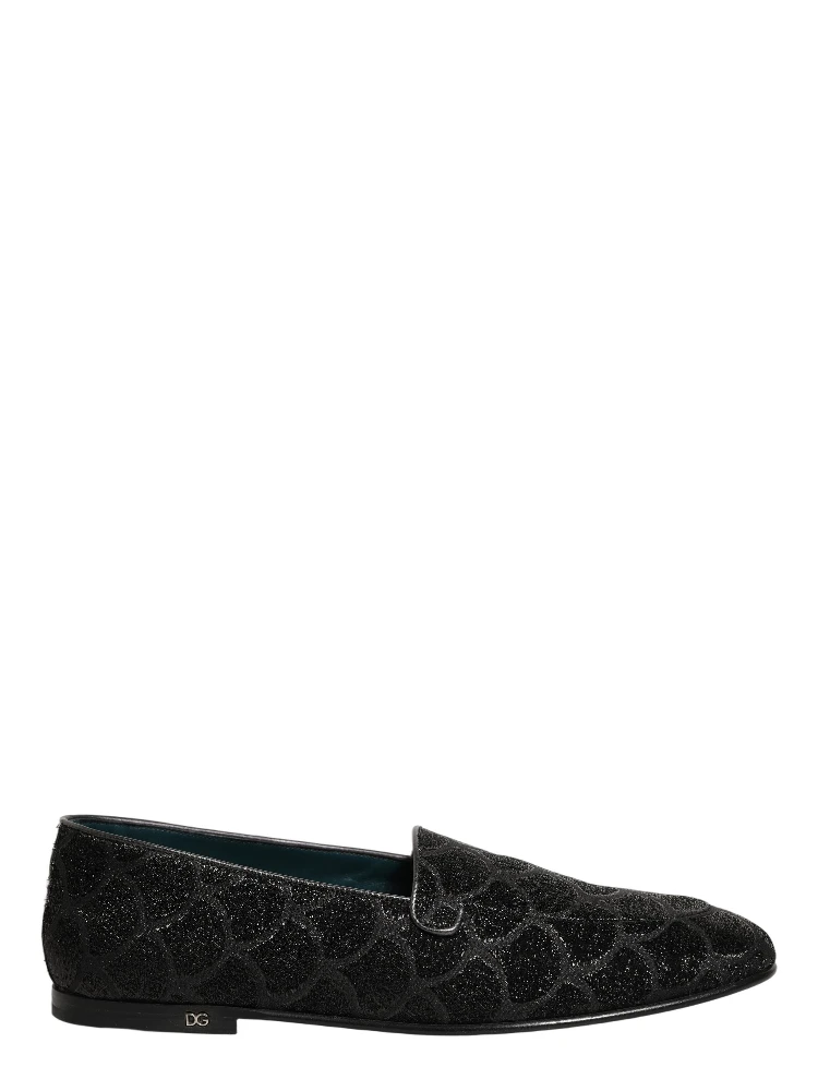 Black Glitter Brocade Men Dress Loafers Shoes alternative