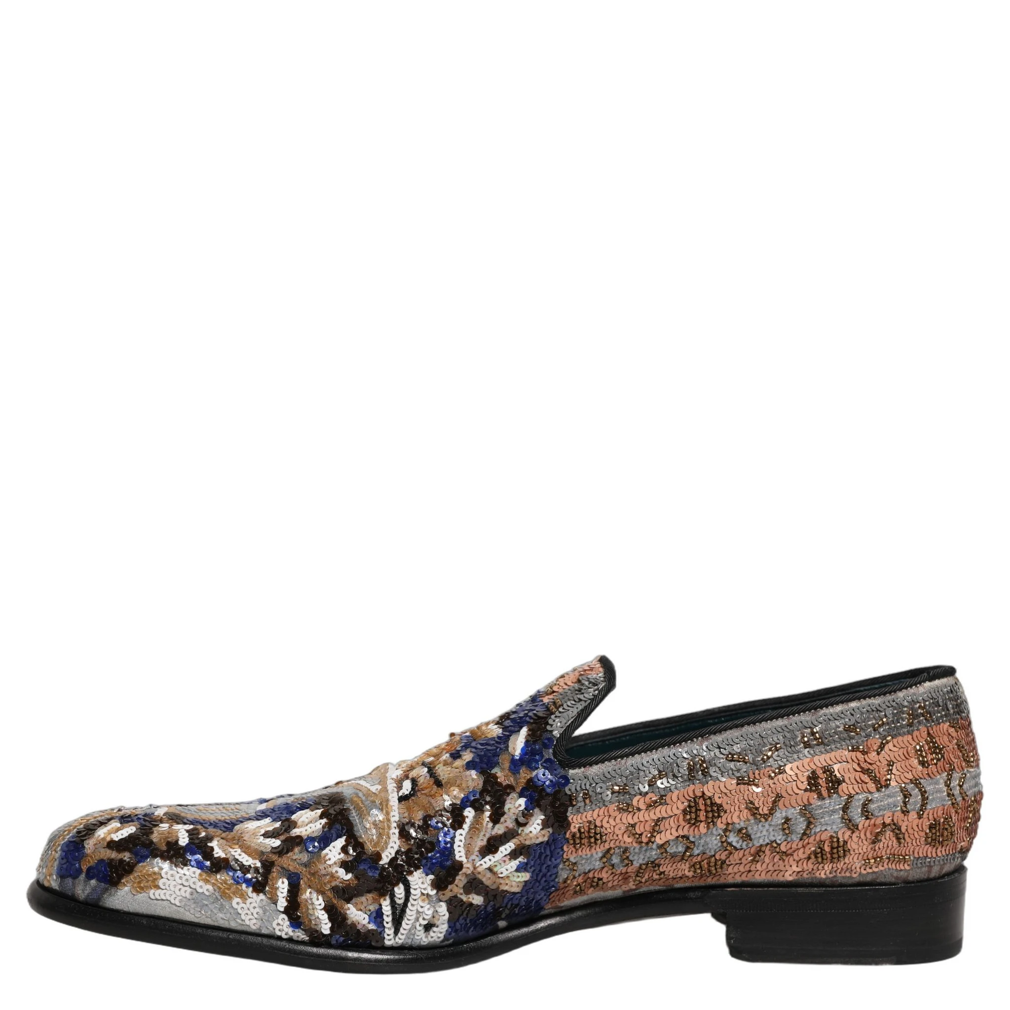 Multicolor Embroidered Sequin Loafers Shoes