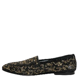 Black Gold Embellished Dress Loafers Shoes