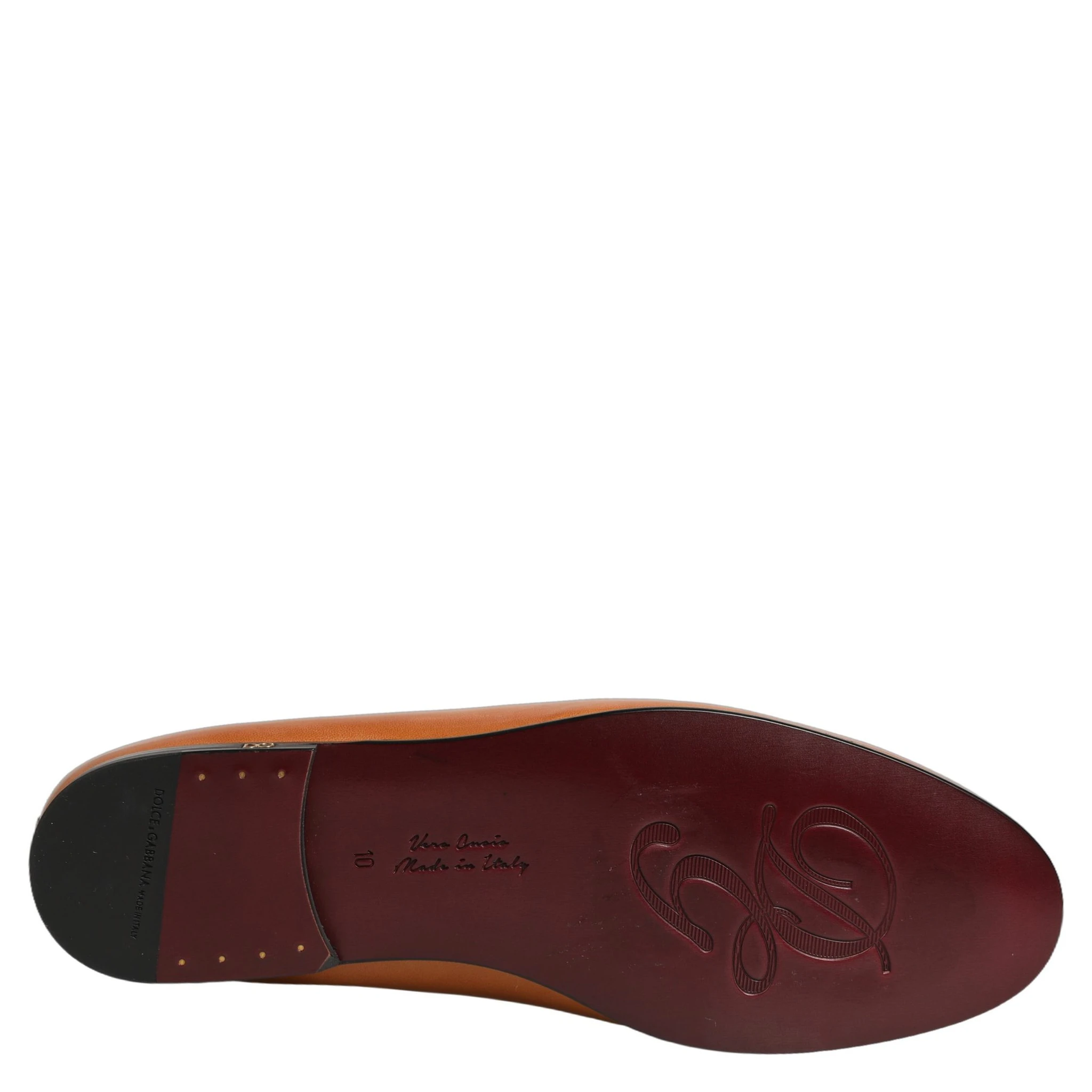 Brown Leather Logo Slip On Men Loafers Shoes