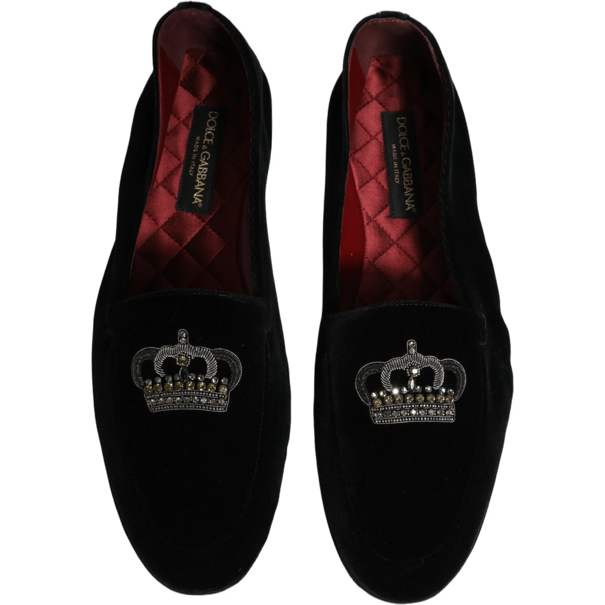 Black Crown Embellished Dress Loafers Shoes