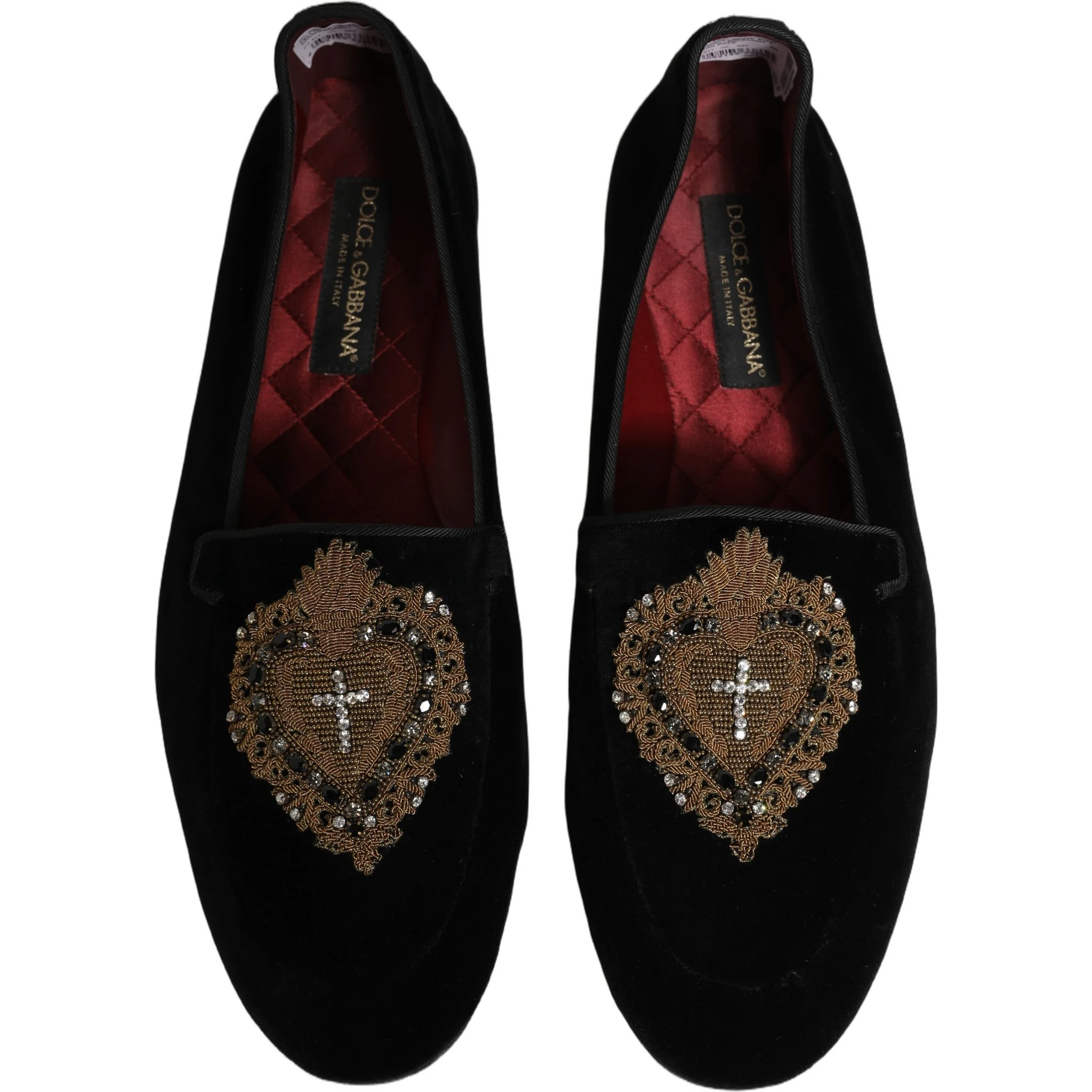 Black Velvet Sacred Heart Dress Loafers Shoes