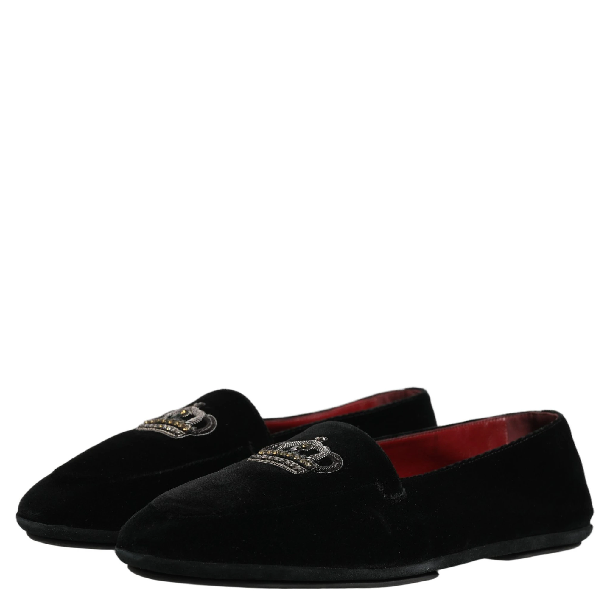 Black Crown Embellished Dress Loafers Shoes