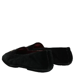 Black Crown Embellished Dress Loafers Shoes