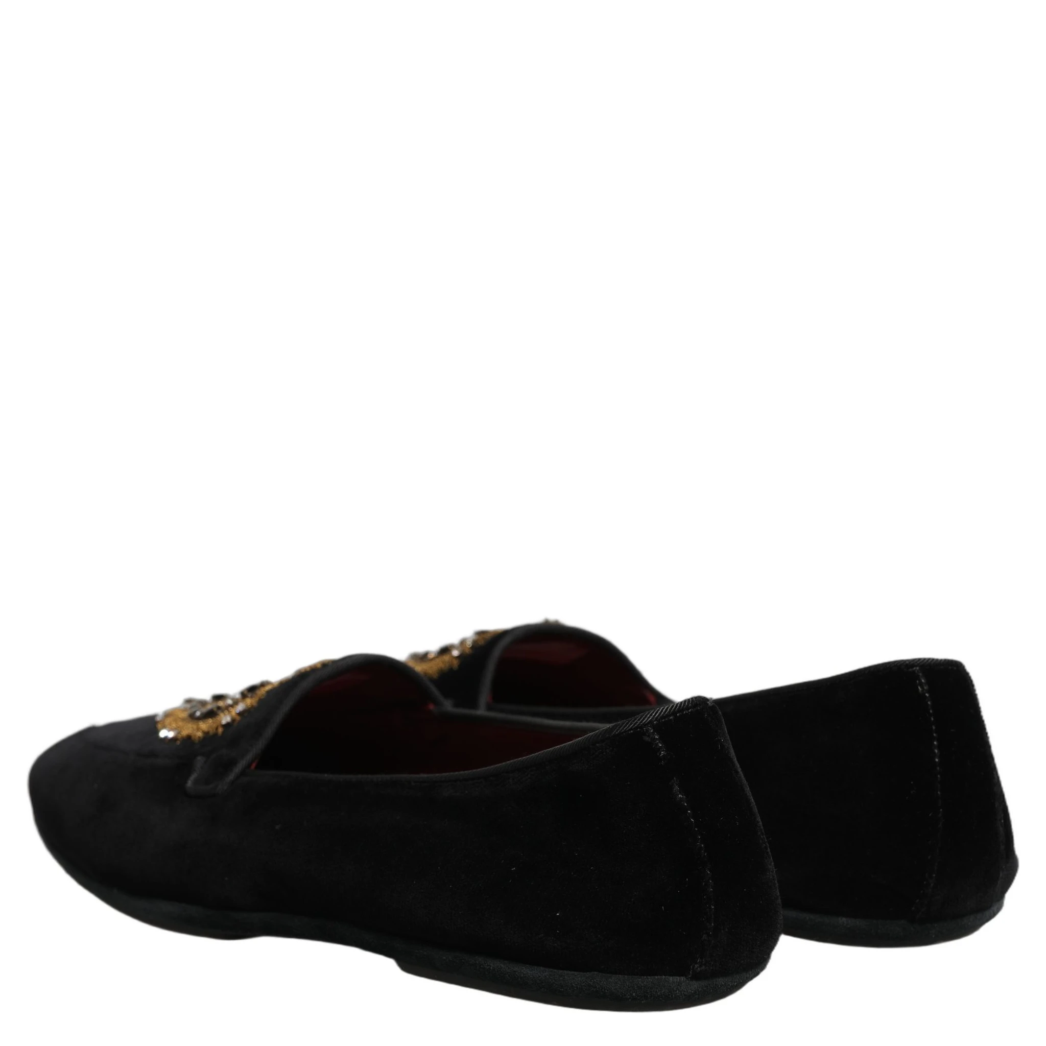 Black Velvet Sacred Heart Dress Loafers Shoes