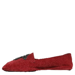 Red Suede Cross Slip On Dress Loafers Shoes