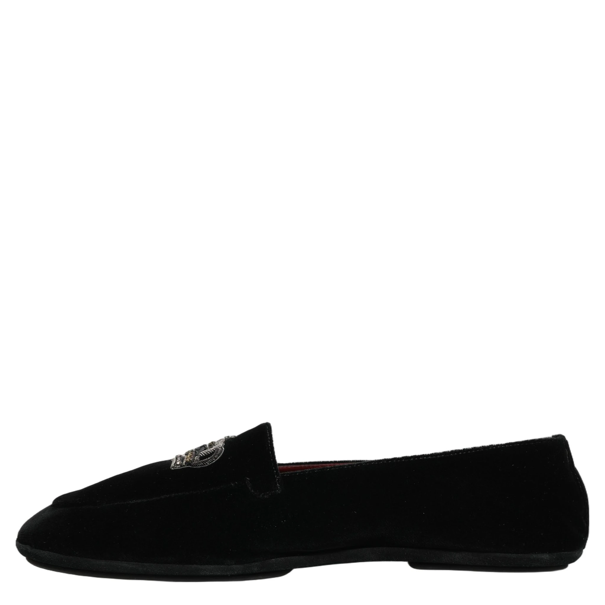 Black Crown Embellished Dress Loafers Shoes