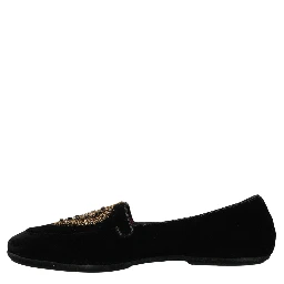 Black Velvet Sacred Heart Dress Loafers Shoes
