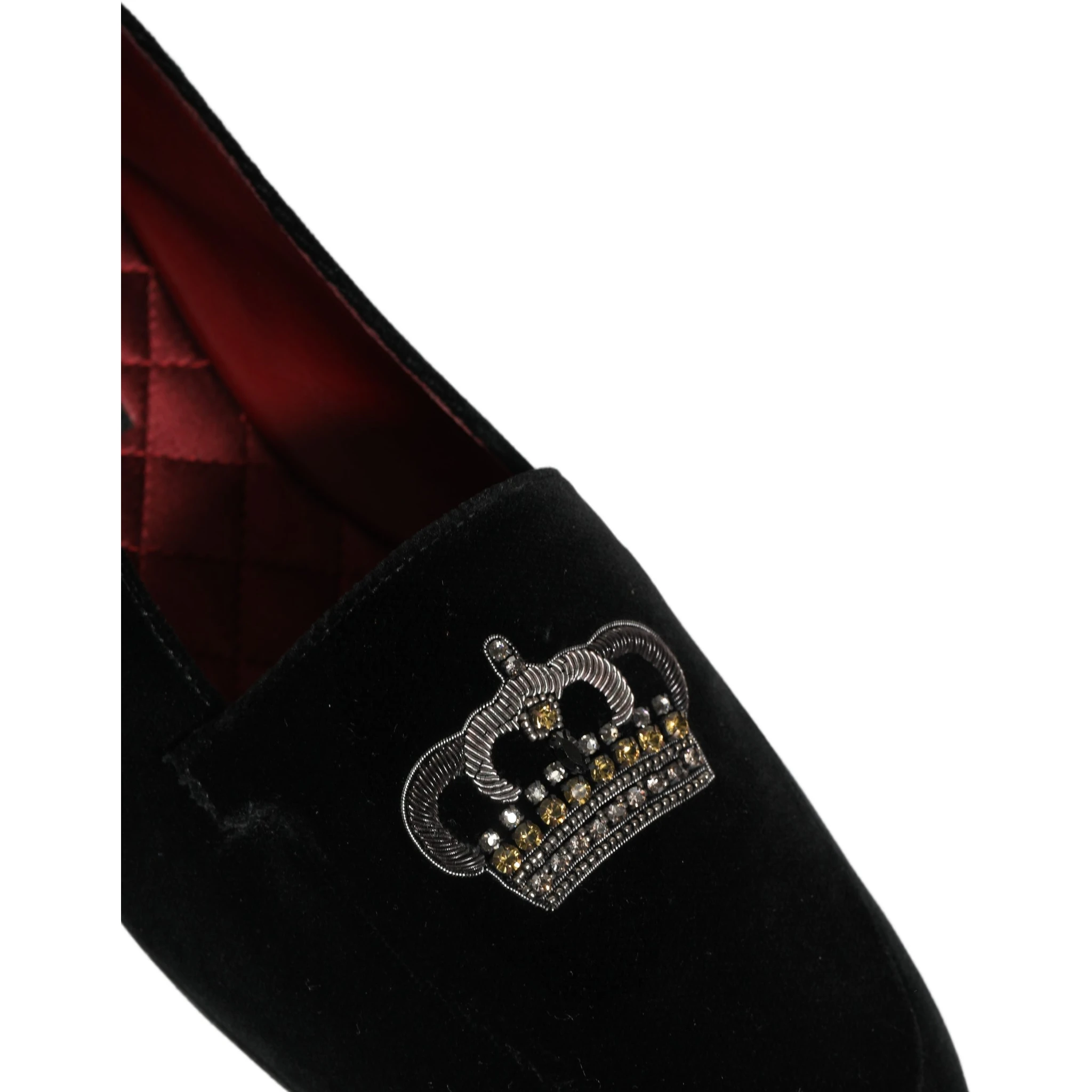 Black Crown Embellished Dress Loafers Shoes