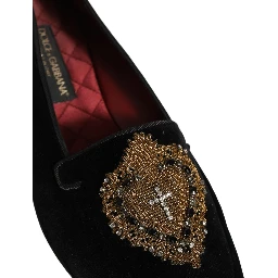 Black Velvet Sacred Heart Dress Loafers Shoes