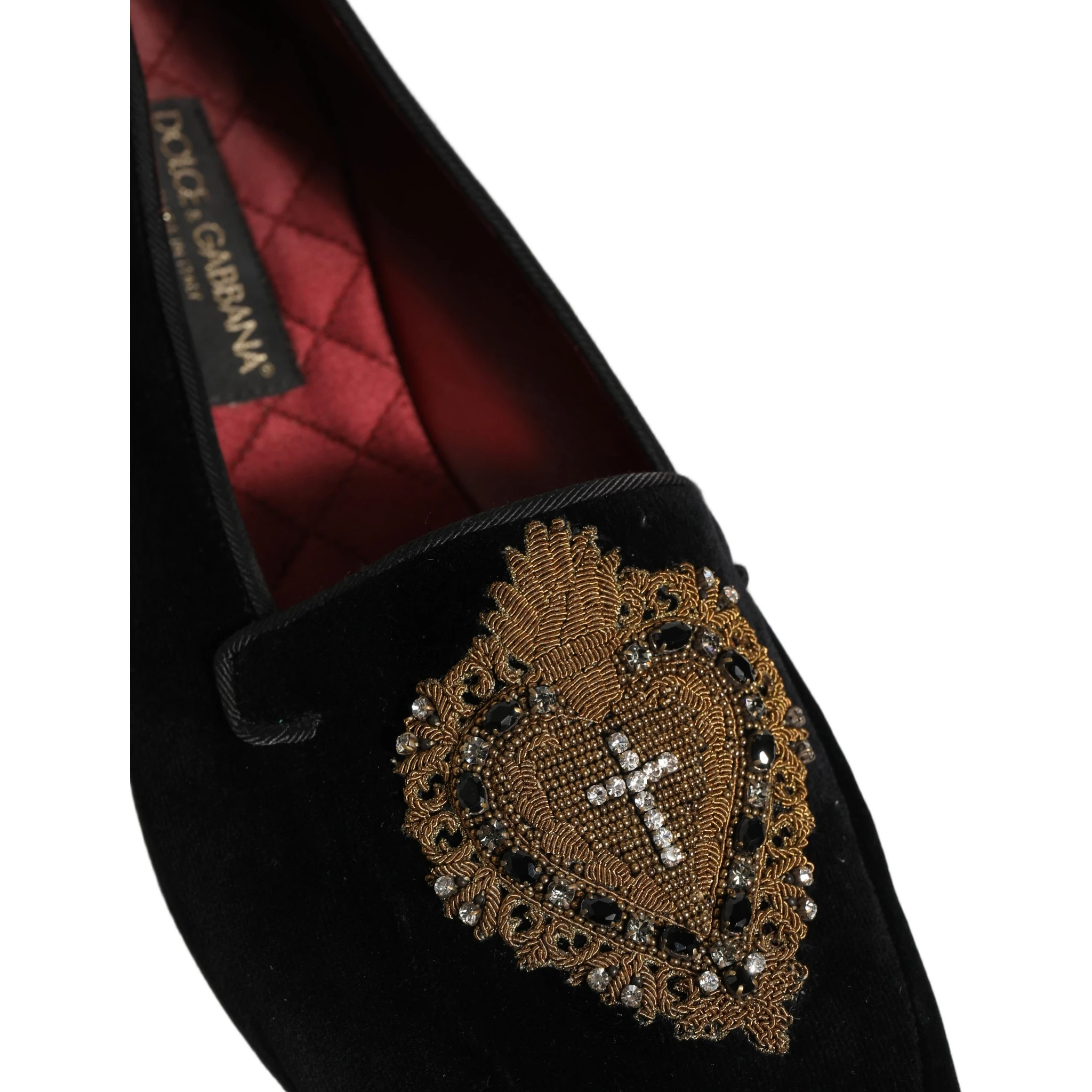Black Velvet Sacred Heart Dress Loafers Shoes
