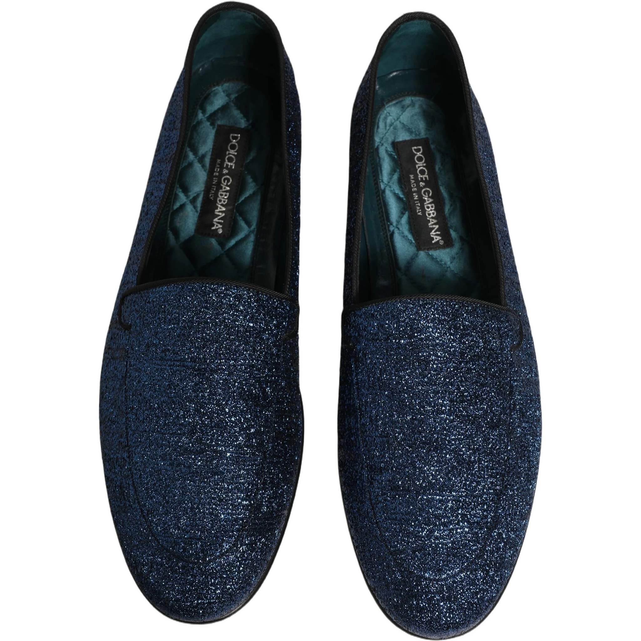 Blue Glitter Lurex DG Logo Dress Loafers Shoes