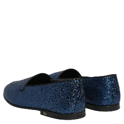Blue Glitter Lurex DG Logo Dress Loafers Shoes