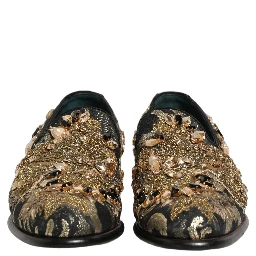 Black Velvet Embellished Dress Loafers Shoes