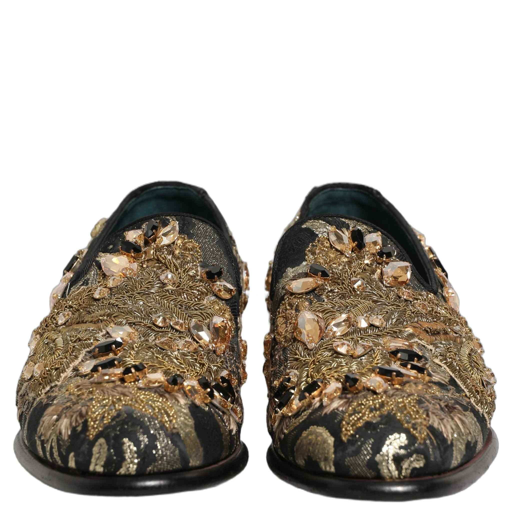 Black Velvet Embellished Dress Loafers Shoes