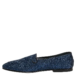 Blue Glitter Lurex DG Logo Dress Loafers Shoes