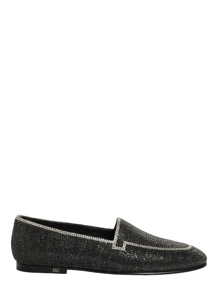 Black Crystal Embellished Men Loafers Shoes