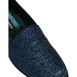Blue Glitter Lurex DG Logo Dress Loafers Shoes