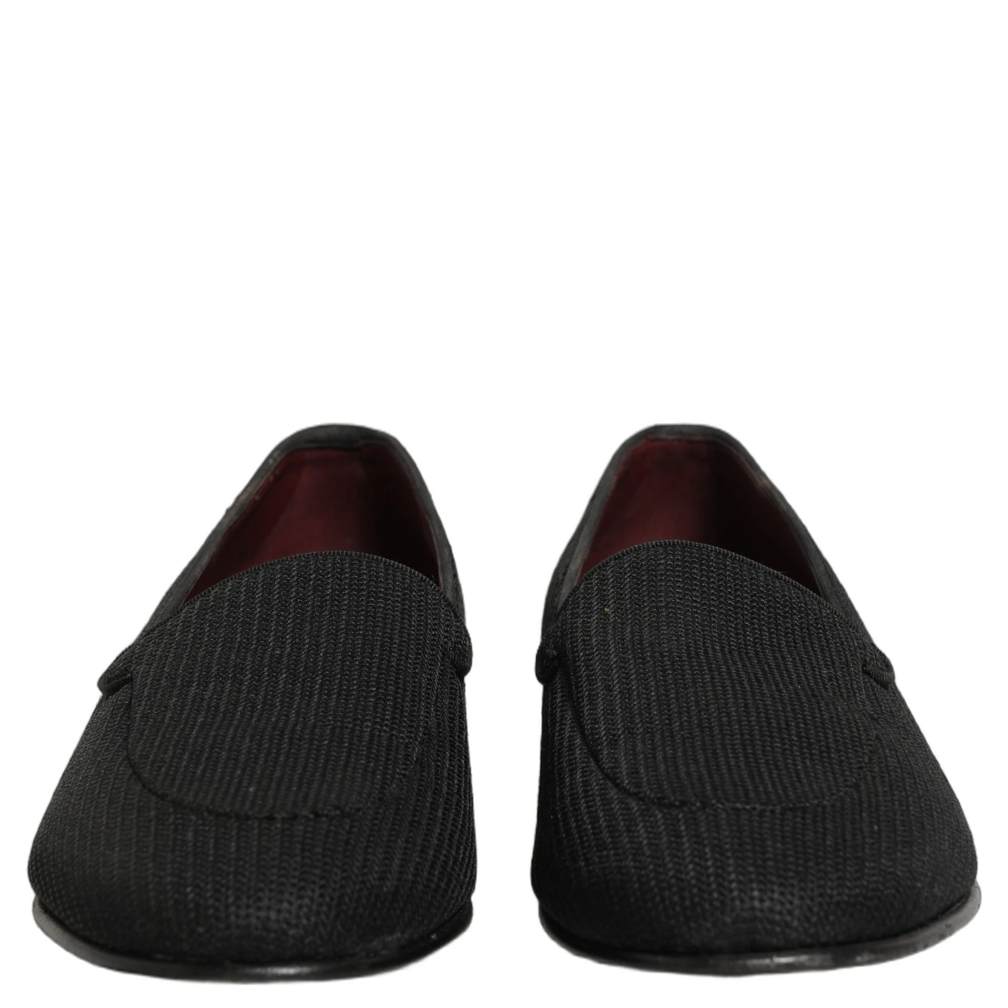 Black Woven Men Slip On Dress Loafers Shoes