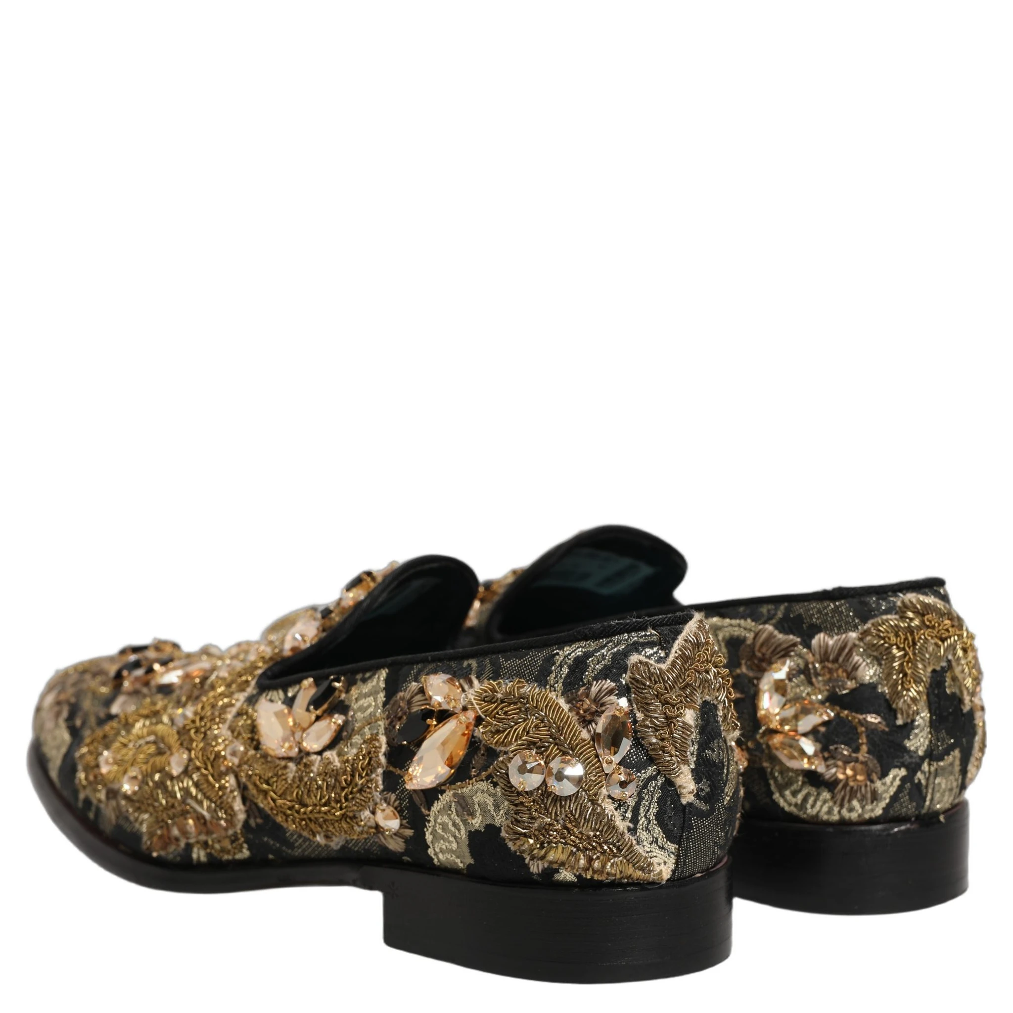 Black Velvet Embellished Dress Loafers Shoes