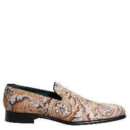 Gold Brocade Baroque Men Loafers Shoes