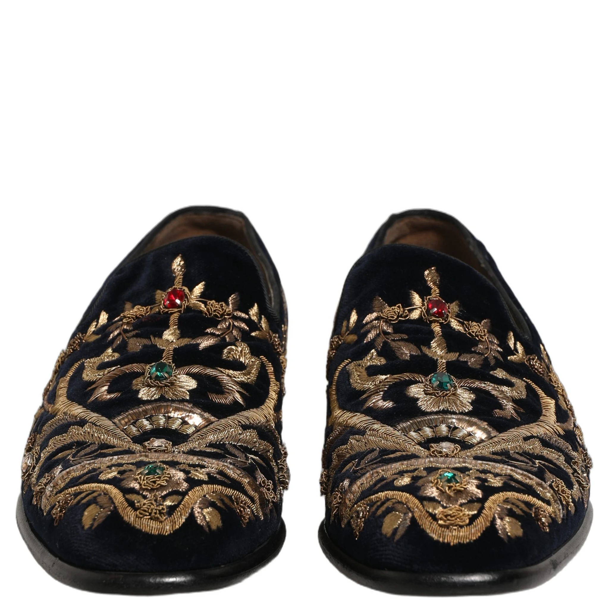 Black Velvet Embellished Dress Loafers Shoes