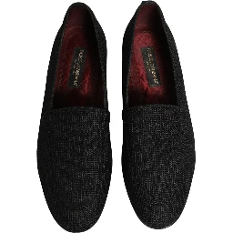 Black Woven Men Slip On Dress Loafers Shoes