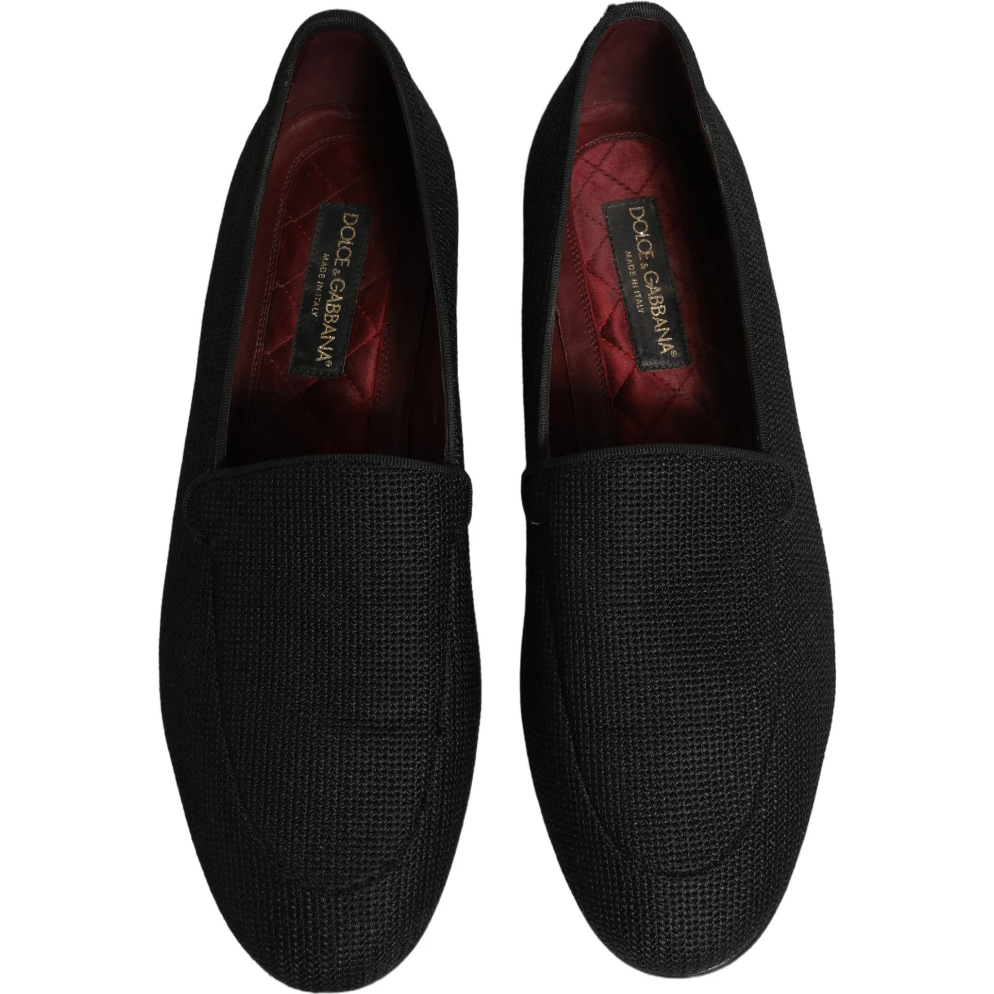 Black Woven Men Slip On Dress Loafers Shoes