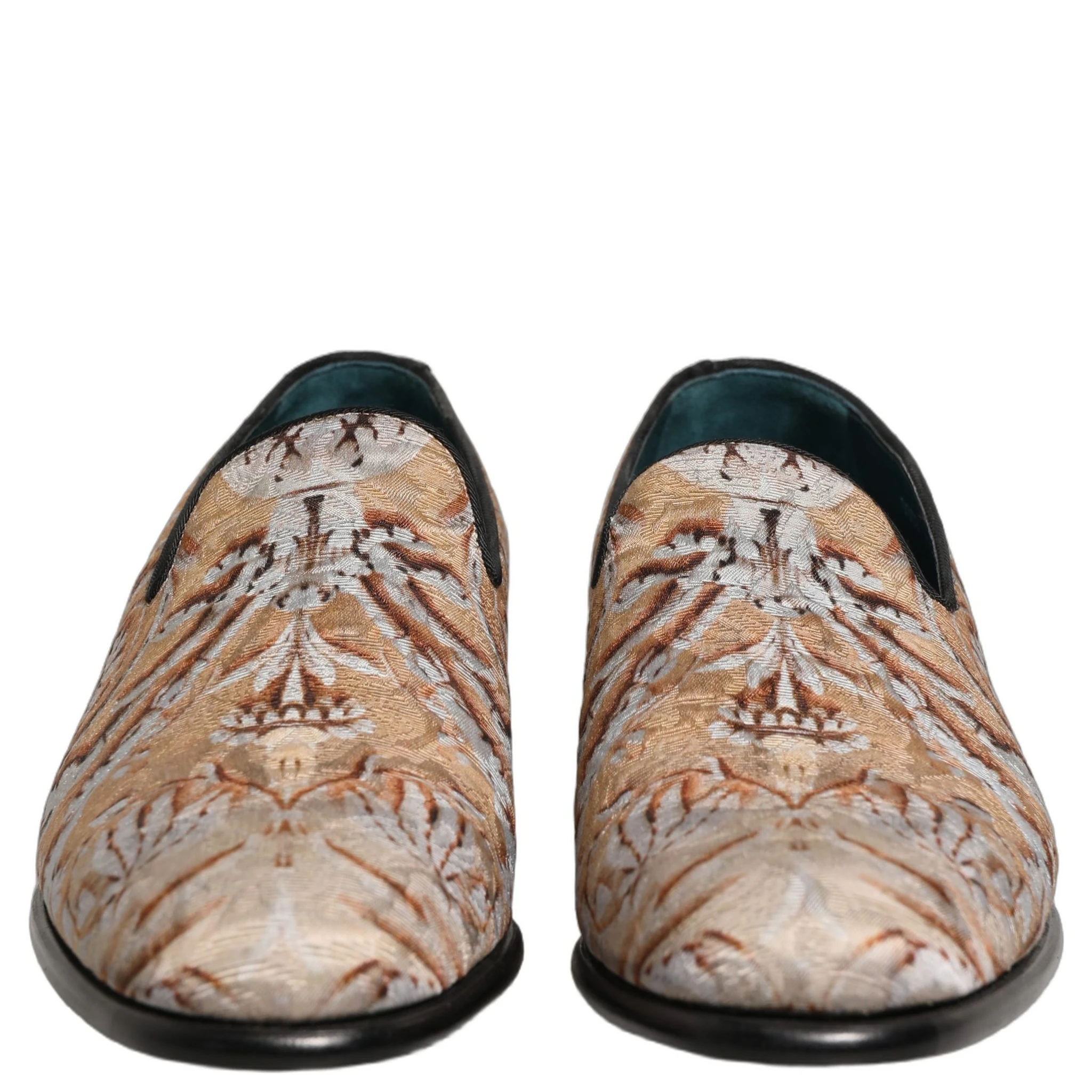 Gold Brocade Baroque Men Loafers Shoes