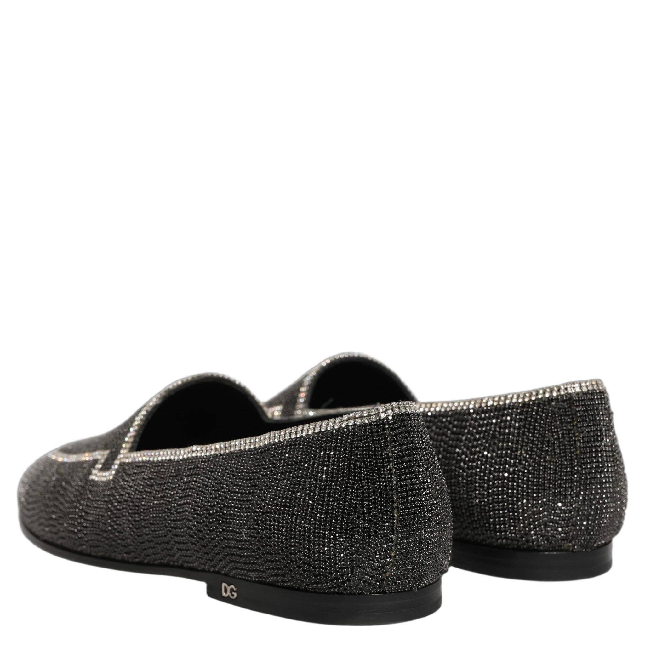 Black Crystal Embellished Men Loafers Shoes