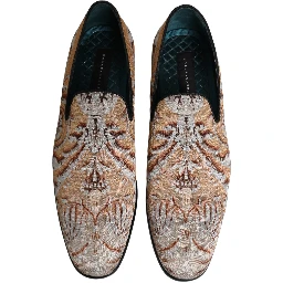 Gold Brocade Baroque Men Loafers Shoes